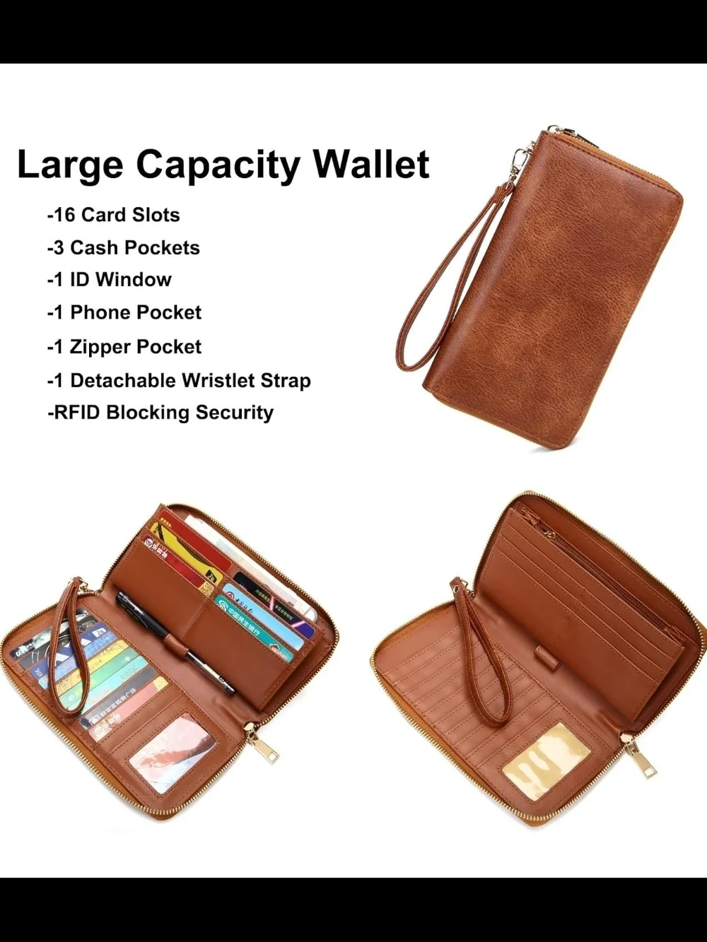 Soperwillton NWOT Brown Faux-Leather Women's Backpack with Matching Wallet.